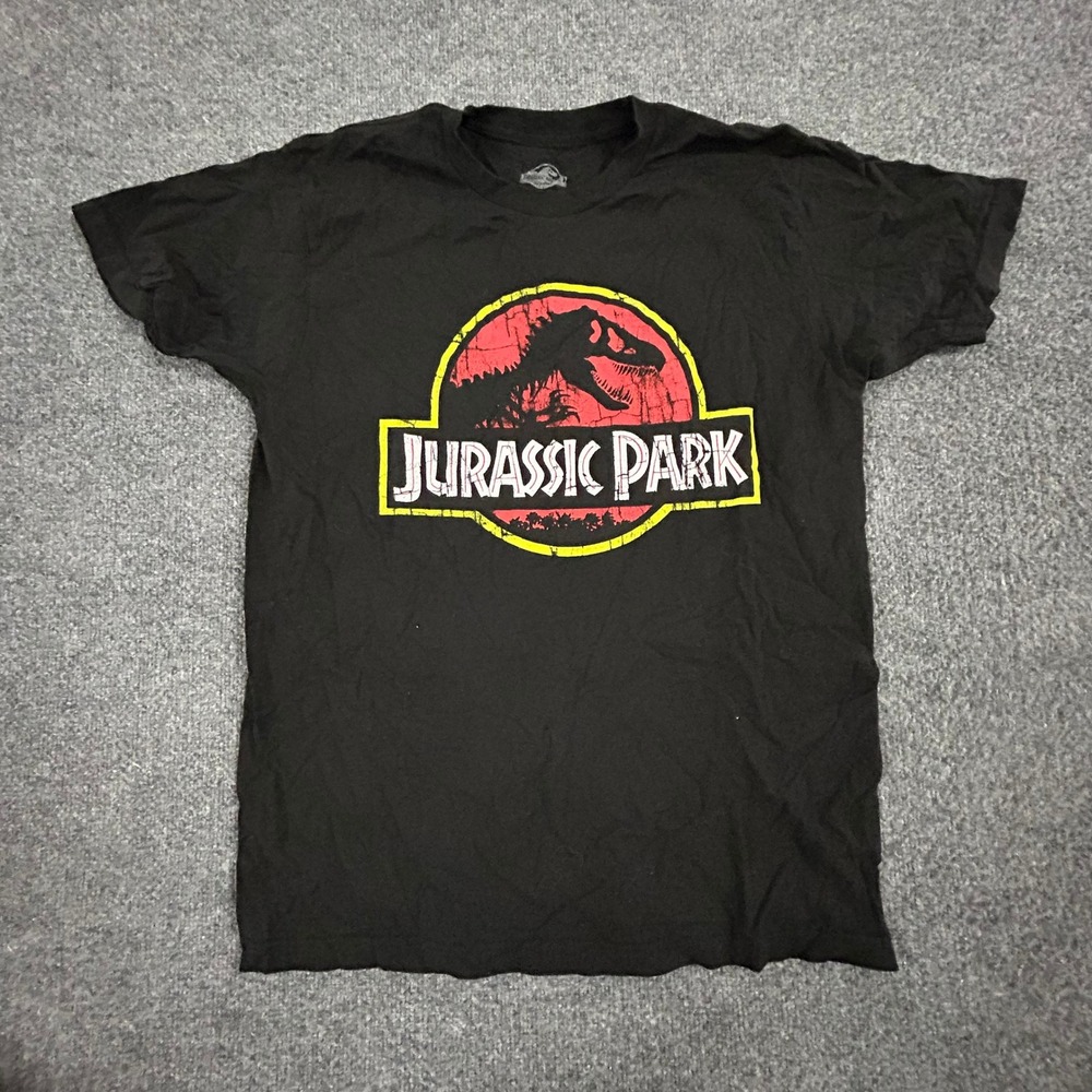 Jurassic World T Shirt Mens Size Large Black Graphic Classic Logo Short Sleeve